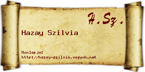 Hazay Szilvia névjegykártya